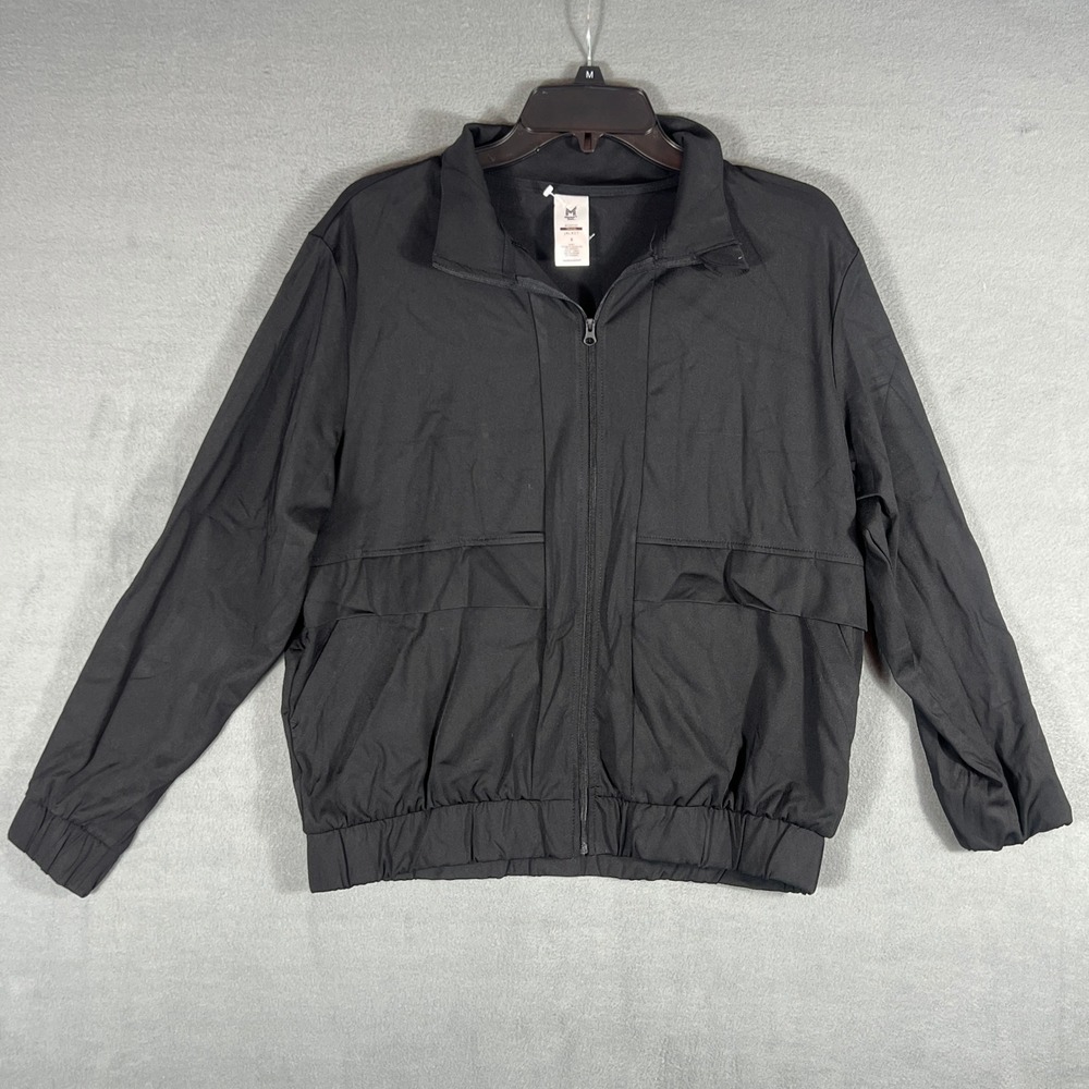 Member's Mark Womens Travel Jacket S Black Solid Full Zip Mock Neck Long Sleeve